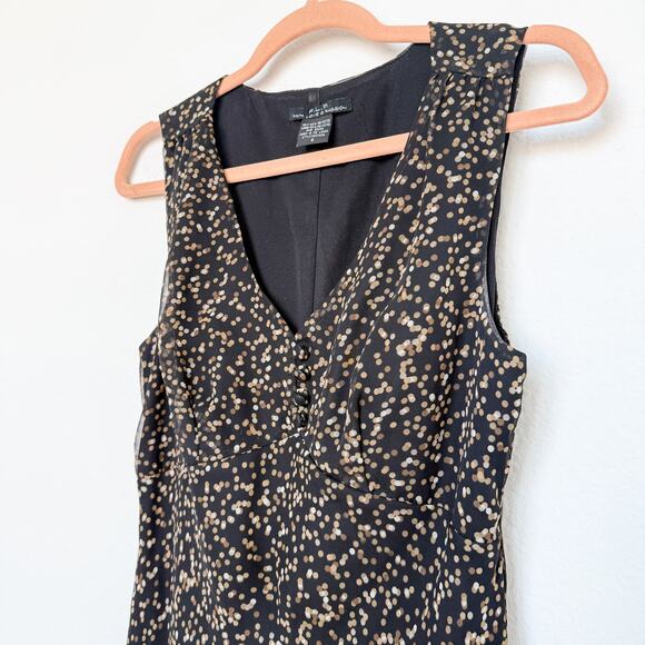 Y2K F.L.P. Sleeveless Polka Dot Sheer Midi‎ Dress Black Size 8 Retro Glam Indie - Picture 4 of 8